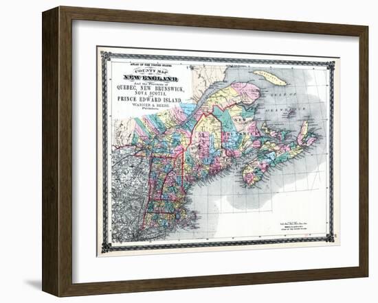 1875, New England and the Provinces of Quebec, New Brunswick, Nova Scotia, and Prince Edward Island-null-Framed Giclee Print