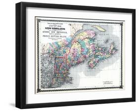 1875, New England and the Provinces of Quebec, New Brunswick, Nova Scotia, and Prince Edward Island-null-Framed Giclee Print