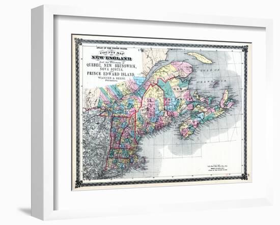 1875, New England and the Provinces of Quebec, New Brunswick, Nova Scotia, and Prince Edward Island-null-Framed Giclee Print