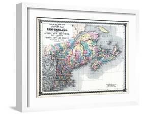 1875, New England and the Provinces of Quebec, New Brunswick, Nova Scotia, and Prince Edward Island-null-Framed Giclee Print