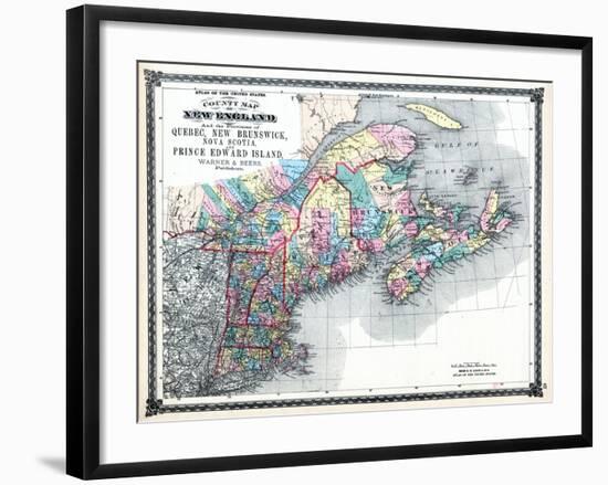 1875, New England and the Provinces of Quebec, New Brunswick, Nova Scotia, and Prince Edward Island-null-Framed Giclee Print