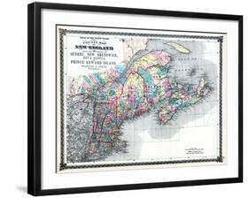 1875, New England and the Provinces of Quebec, New Brunswick, Nova Scotia, and Prince Edward Island-null-Framed Giclee Print