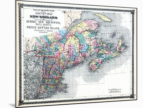 1875, New England and the Provinces of Quebec, New Brunswick, Nova Scotia, and Prince Edward Island-null-Mounted Giclee Print
