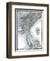 1875, North Carolina, South Carolina, Georgia, and Florida States Map, United States-null-Framed Giclee Print