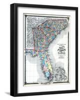 1875, North Carolina, South Carolina, Georgia, and Florida States Map, United States-null-Framed Giclee Print