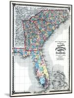 1875, North Carolina, South Carolina, Georgia, and Florida States Map, United States-null-Mounted Giclee Print