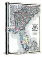1875, North Carolina, South Carolina, Georgia, and Florida States Map, United States-null-Stretched Canvas