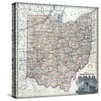 1875, Ohio Railroad and Township Map, Ohio, United States-null-Stretched Canvas