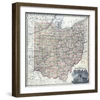 1875, Ohio Railroad and Township Map, Ohio, United States-null-Framed Giclee Print