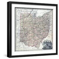 1875, Ohio Railroad and Township Map, Ohio, United States-null-Framed Giclee Print