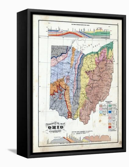 1875, Ohio State Geological Map, Ohio, United States-null-Framed Stretched Canvas