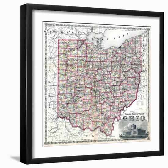 1875, Railroad Map, Ohio, United States-null-Framed Giclee Print