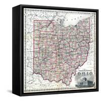 1875, Railroad Map, Ohio, United States-null-Framed Stretched Canvas