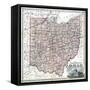 1875, Railroad Map, Ohio, United States-null-Framed Stretched Canvas