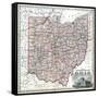 1875, Railroad Map, Ohio, United States-null-Framed Stretched Canvas