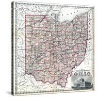 1875, Railroad Map, Ohio, United States-null-Stretched Canvas