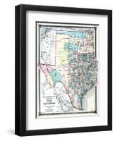 1875, Texas and Indian Territory Map, United States-null-Framed Giclee Print