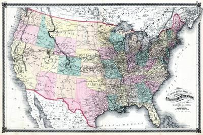 1875, United States Railroad Map, United States
