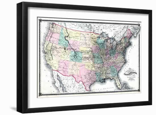 1875, United States Railroad Map, United States-null-Framed Giclee Print