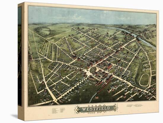 1875, Westfield Bird's Eye View, Massachusetts, United States-null-Stretched Canvas