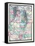 1876, County Map of Colorado, Utah, New Mexico and Arizona, United States-null-Framed Stretched Canvas