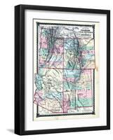 1876, County Map of Colorado, Utah, New Mexico and Arizona, United States-null-Framed Giclee Print
