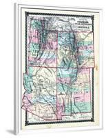 1876, County Map of Colorado, Utah, New Mexico and Arizona, United States-null-Framed Premium Giclee Print