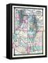 1876, County Map of Colorado, Utah, New Mexico and Arizona, United States-null-Framed Stretched Canvas