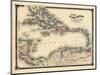 1876, County Map of Florida, West Indies, Caribbean, Mexico, Cuba, South America, United-null-Mounted Giclee Print