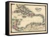 1876, County Map of Florida, West Indies, Caribbean, Mexico, Cuba, South America, United-null-Framed Stretched Canvas