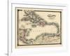 1876, County Map of Florida, West Indies, Caribbean, Mexico, Cuba, South America, United-null-Framed Giclee Print