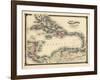 1876, County Map of Florida, West Indies, Caribbean, Mexico, Cuba, South America, United-null-Framed Giclee Print