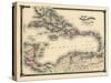 1876, County Map of Florida, West Indies, Caribbean, Mexico, Cuba, South America, United-null-Stretched Canvas