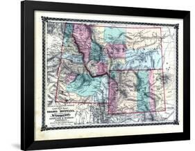 1876, County Map of Idaho, Montana and Wyoming, Missouri, United States-null-Framed Giclee Print