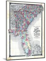 1876, County Map of North Carolina, South Carolina, Georgia and Florida, Missouri, United States-null-Mounted Giclee Print