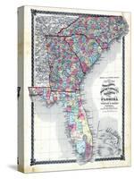 1876, County Map of North Carolina, South Carolina, Georgia and Florida, Missouri, United States-null-Stretched Canvas