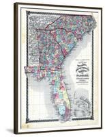 1876, County Map of North Carolina, South Carolina, Georgia and Florida, Missouri, United States-null-Framed Premium Giclee Print