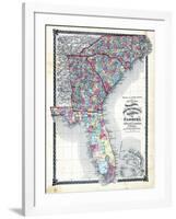 1876, County Map of North Carolina, South Carolina, Georgia and Florida, Missouri, United States-null-Framed Giclee Print