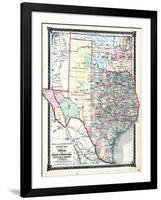 1876, County Map of Texas and Indian Territory, Missouri, United States-null-Framed Giclee Print