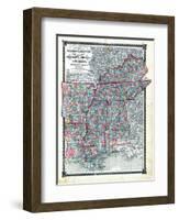 1876, County Map Tennessee, Kentucky, Alabana, Mississippi, Arkansas and Louisiana, Missouri, Unite-null-Framed Giclee Print