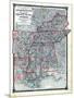 1876, County Map Tennessee, Kentucky, Alabana, Mississippi, Arkansas and Louisiana, Missouri, Unite-null-Mounted Premium Giclee Print