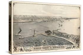 1876, Erie and Presque Isle Bay Bird's Eye View, Pennsylvania, United States-null-Stretched Canvas