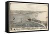 1876, Erie and Presque Isle Bay Bird's Eye View, Pennsylvania, United States-null-Framed Stretched Canvas