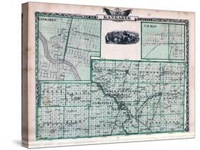 1876, Kankakee County Map, Gilman, Kankakee, Illinois, United States-null-Stretched Canvas