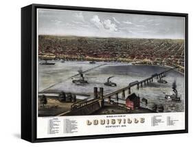 1876, Louisville Bird's Eye View, Kentucky, United States-null-Framed Stretched Canvas