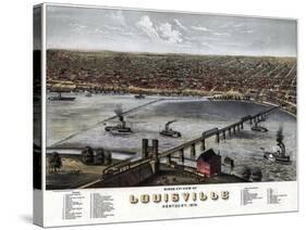 1876, Louisville Bird's Eye View, Kentucky, United States-null-Stretched Canvas