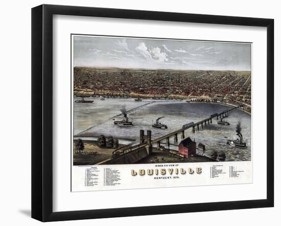 1876, Louisville Bird's Eye View, Kentucky, United States-null-Framed Giclee Print