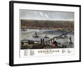 1876, Louisville Bird's Eye View, Kentucky, United States-null-Framed Giclee Print
