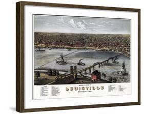 1876, Louisville Bird's Eye View, Kentucky, United States-null-Framed Giclee Print