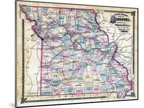 1876, Missouri Railroad Map, Missouri, United States-null-Mounted Premium Giclee Print